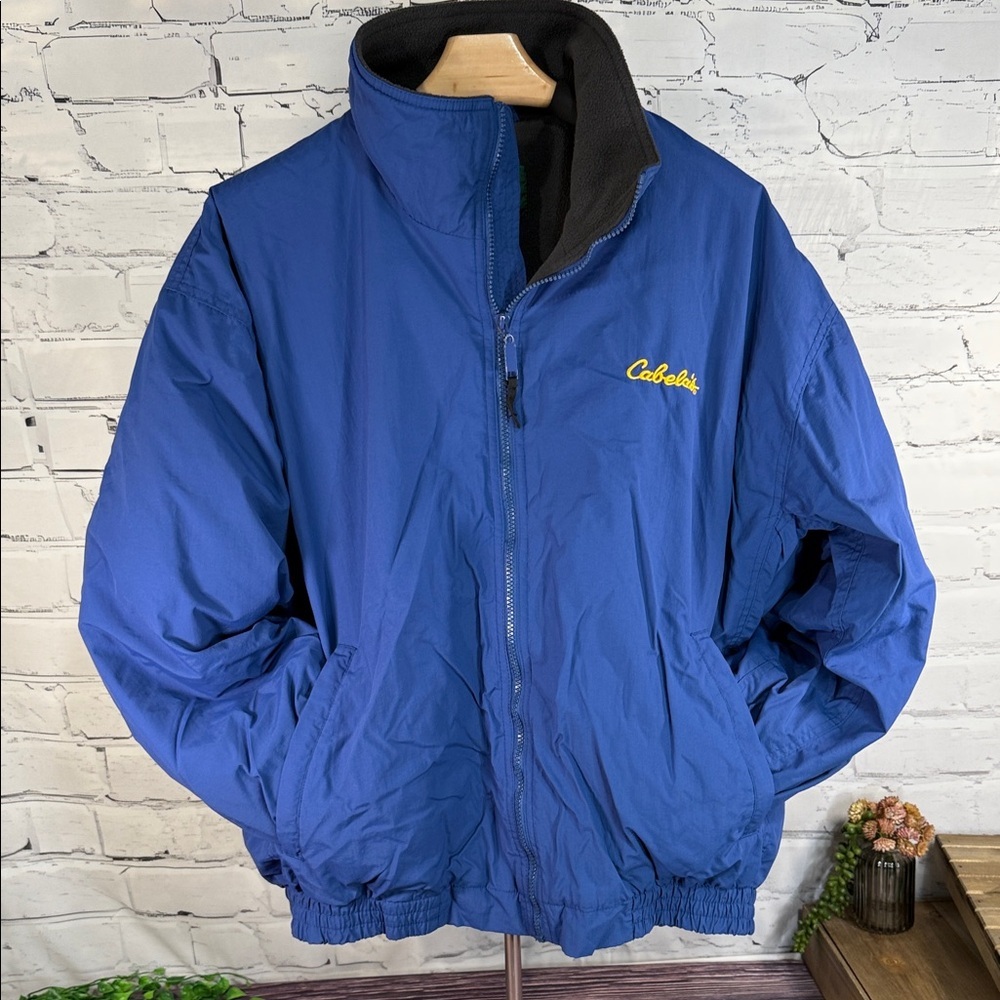 Cabela's Vintage Royal Blue Bomber Jacket with Fleece Lining. Windbreaker Coat